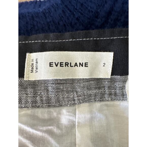 EVERLANE THE LINEN WRAP SKIRT Black White Plaid 100% Linen Size 2 - Picture 4 of 9